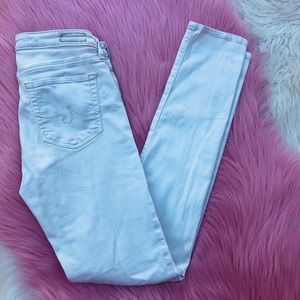 AG cream colored skinny jeans
